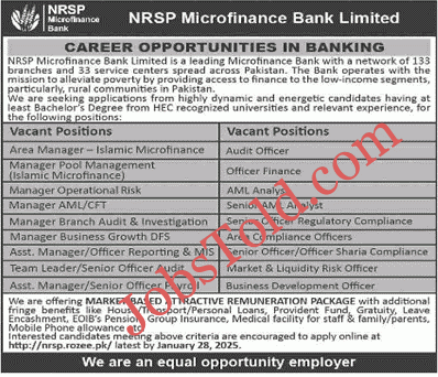 NRSP Microfinance Bank Jobs 2025 