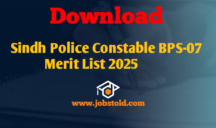 Sindh Police Constable (BPS-07) Merit List 2025