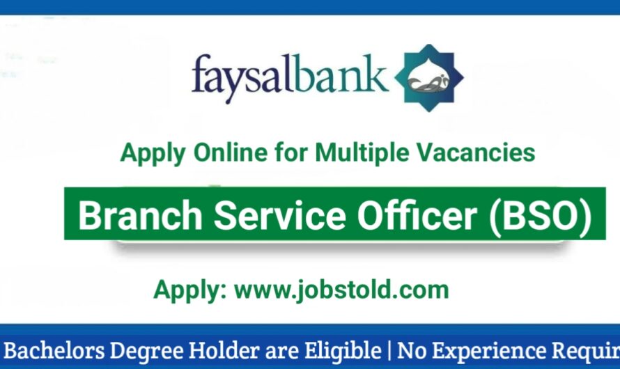 Faisal Bank Branch Service Officer jobs 2025