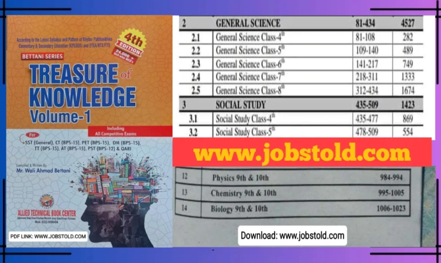 Download Treasure of Knowledge PDF Book for PST JST ETEA and other Teaching Jobs