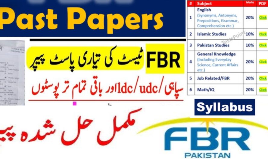 FBR Past Papers in PDF | LDC UDC Steno Typist MCQs