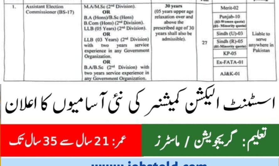 ECP Assistant Election Commissioner Jobs 2025 – Apply Online Via ECP Portal