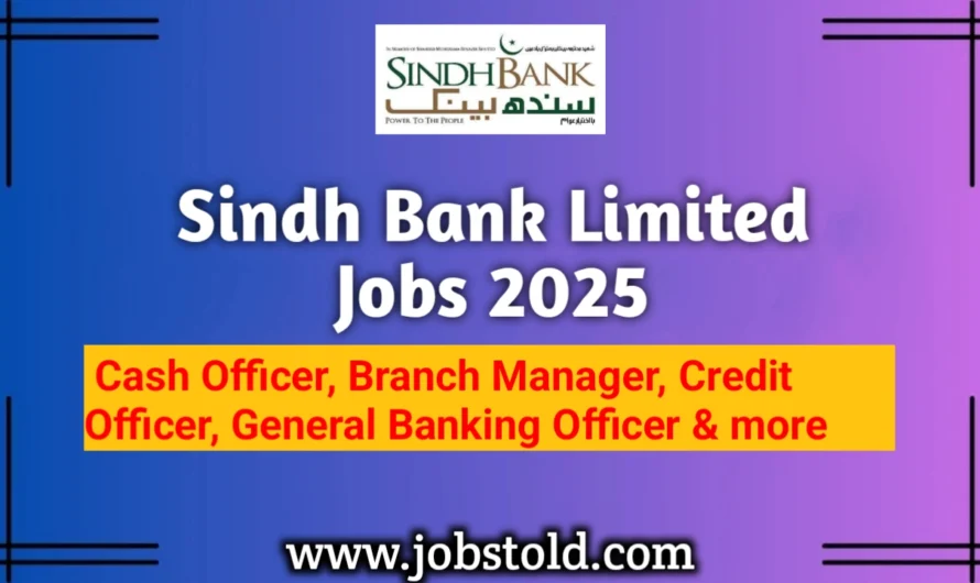 Sindh Bank Jobs 2025 Apply Online | www.sindhbank.com.pk