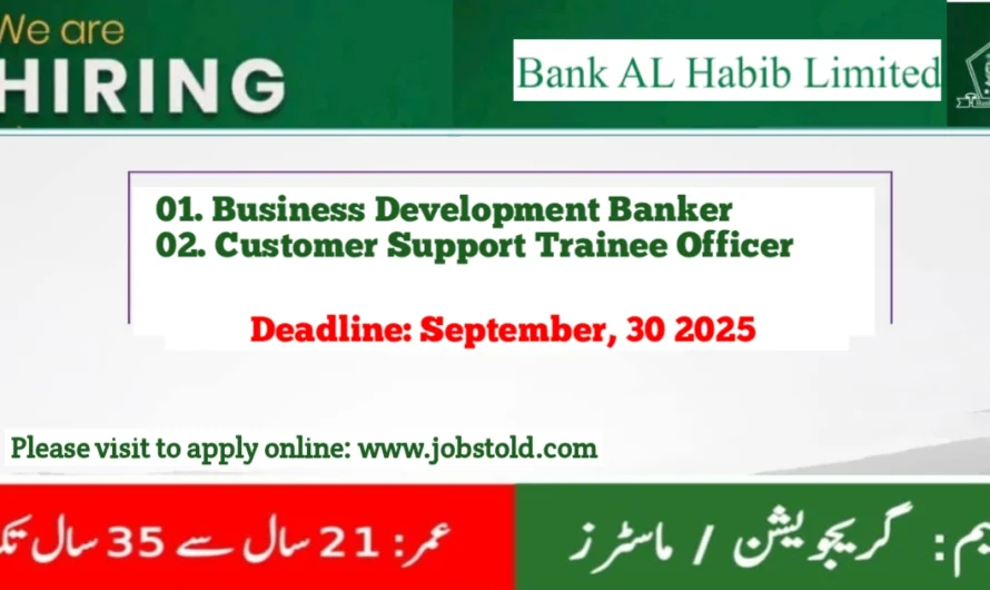 Bank AL Habib Customer Support Trainee Officer and Business Development Banker Jobs