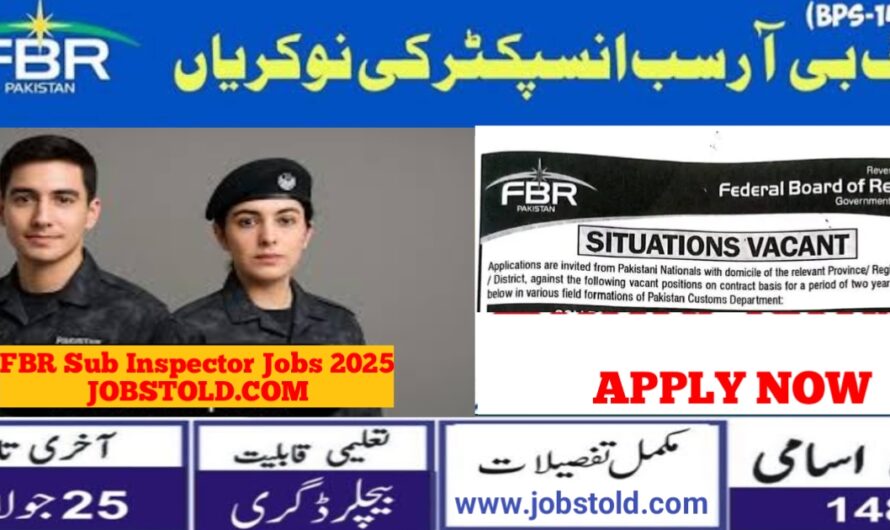 FBR Sub Inspector Jobs 2025 NJP Portal