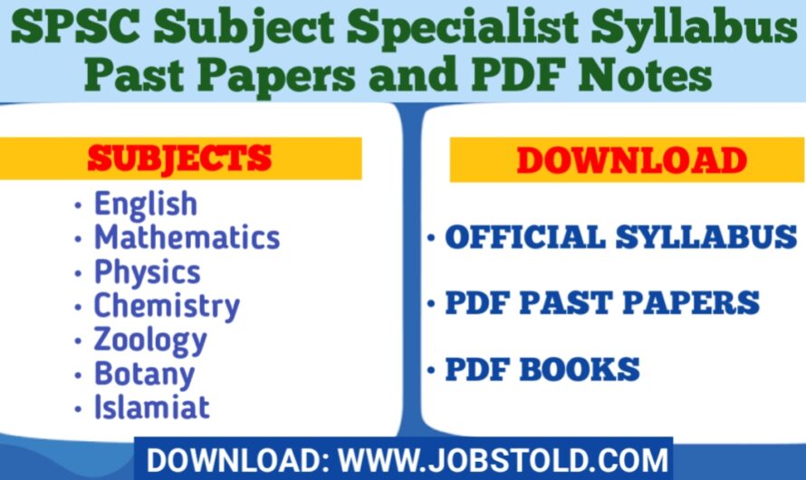 SPSC Subject Specialist Syllabus and Past Papers in PDF