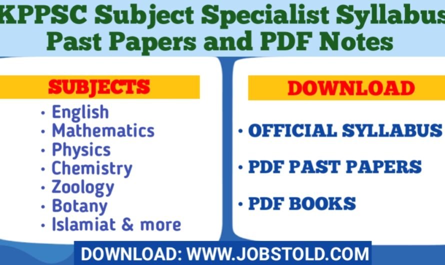 KPPSC Subject Specialist Past Papers Download Free (All Subjects)