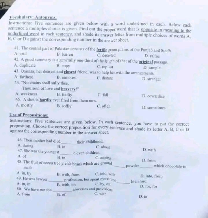 IBA JST English Past Paper 